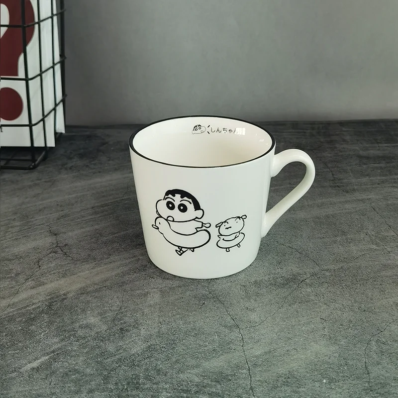 350ML Cartoon Crayon Shinchan Mug Simple Home Office Handle Cup Anime Shin-chan Shiro Nene Comics Ceramic Milk Coffee Cup Gifts images - 6