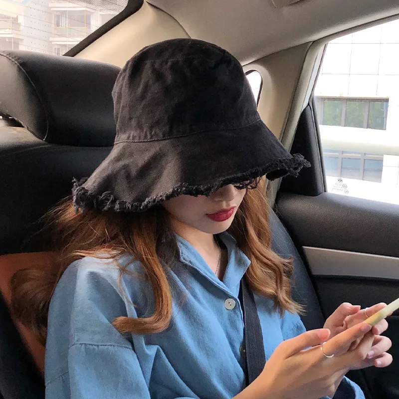 Панама женская/мужская с кисточками мягкая винтажная рыболовная шляпа из денима