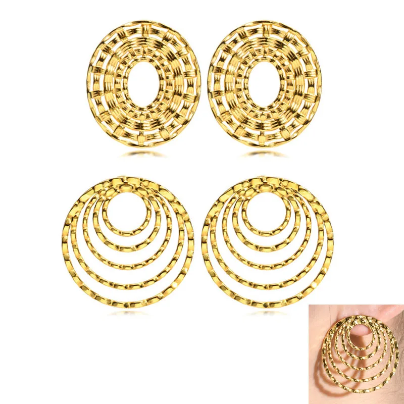

Geometric Oval Hoop Earrings For Women Golden Stainless Steel Circle Earrings Jewelry Party Accessories Gifts