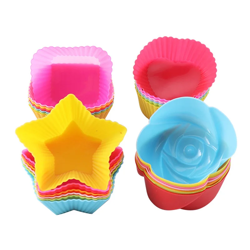 

5Pcs Silicone Mold Cupcake Chocolates Mousse Cake Pudding Muffin Baking Bakeware Nonstick Heat Resistant Reusable Cookie Moulds