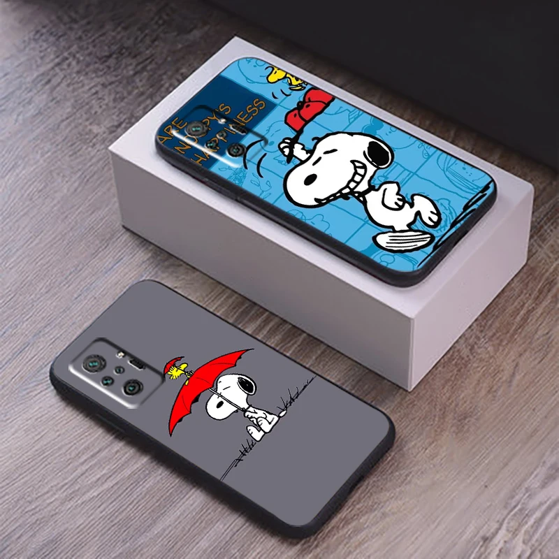 

Cartoon Snoopy Phone Case For Xiaomi Redmi 9 9T 9i 9AT 9A 9C 10S 10T 10 Pro MAX 5G Black Coque Funda Silicone Cover Soft