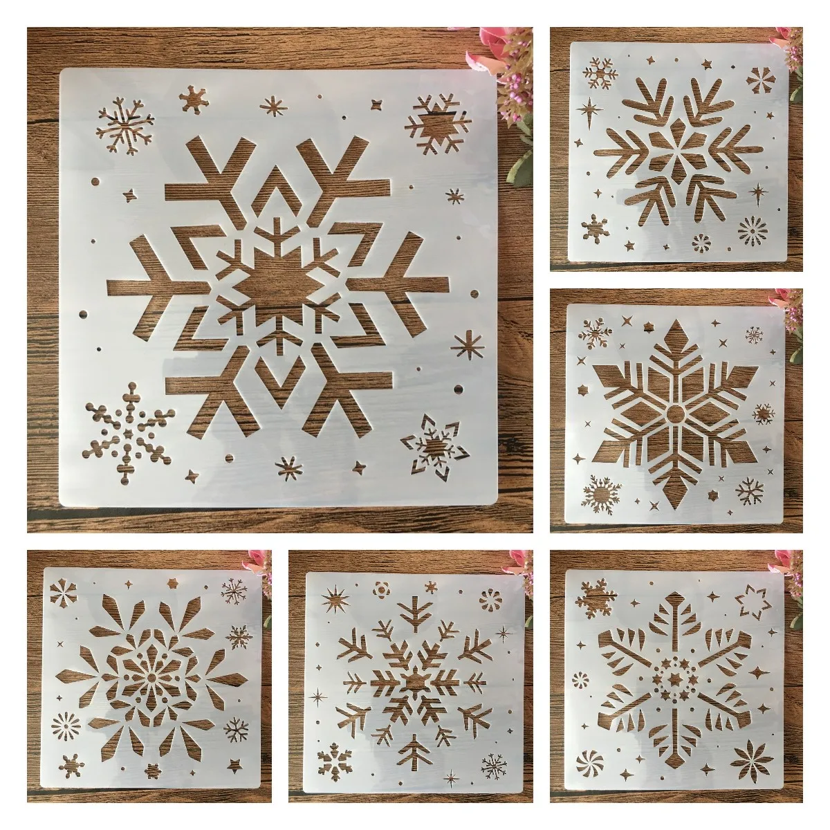 

Снежинки трафареты для рисования 6 шт.