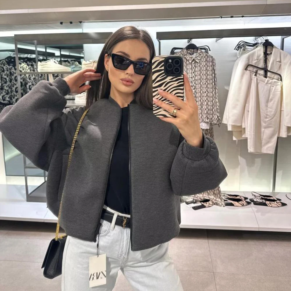 

ZR Autumn and Winter Warm Space Cotton Women's Pilot Coat Women's Korean Fashion Casual Loose Zipper Jacket