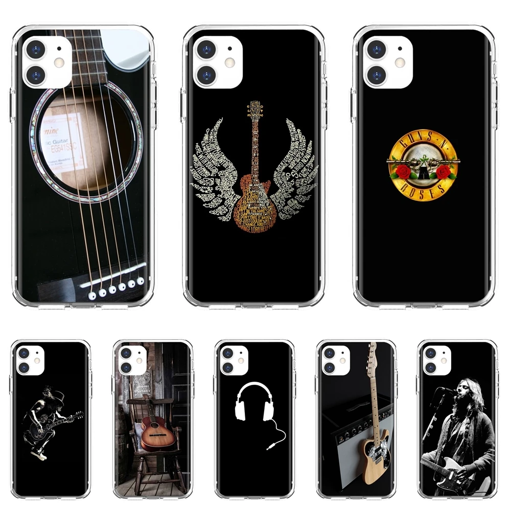 

For iPod Touch iPhone 10 11 12 Pro 4S 5S SE 5C 6 6S 7 8 X XR XS Plus Max 2020 Soft Case Cover guitar-rock-music-cartoon