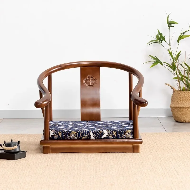 Сиденье татами в японском стиле из цельного дерева Zaisu напольное кресло без ног с