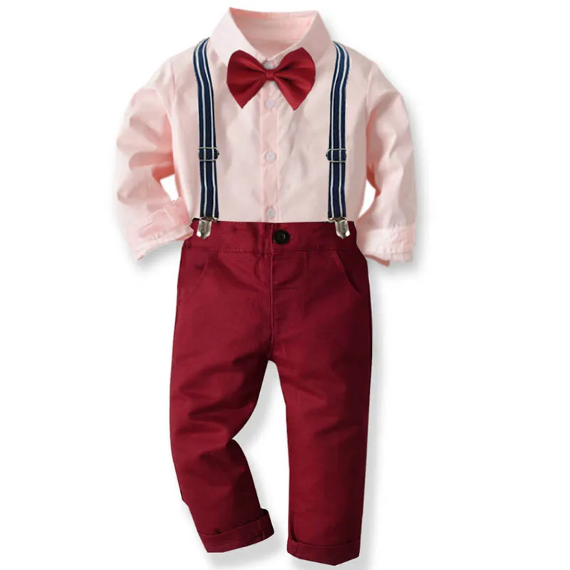 

Boy Gentleman Clothing Sets Children Kids Boys Clothes Fashion Boy Gentleman Suit Tie Blouse+Pants 2PCS Outfit Toddler Clothing