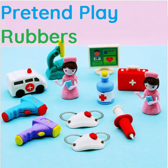 Cartoon Creative Cute Little Doctor Pretend Play Assemble Pencil Eraser Special Stationery  Rubbers For Kids And Students