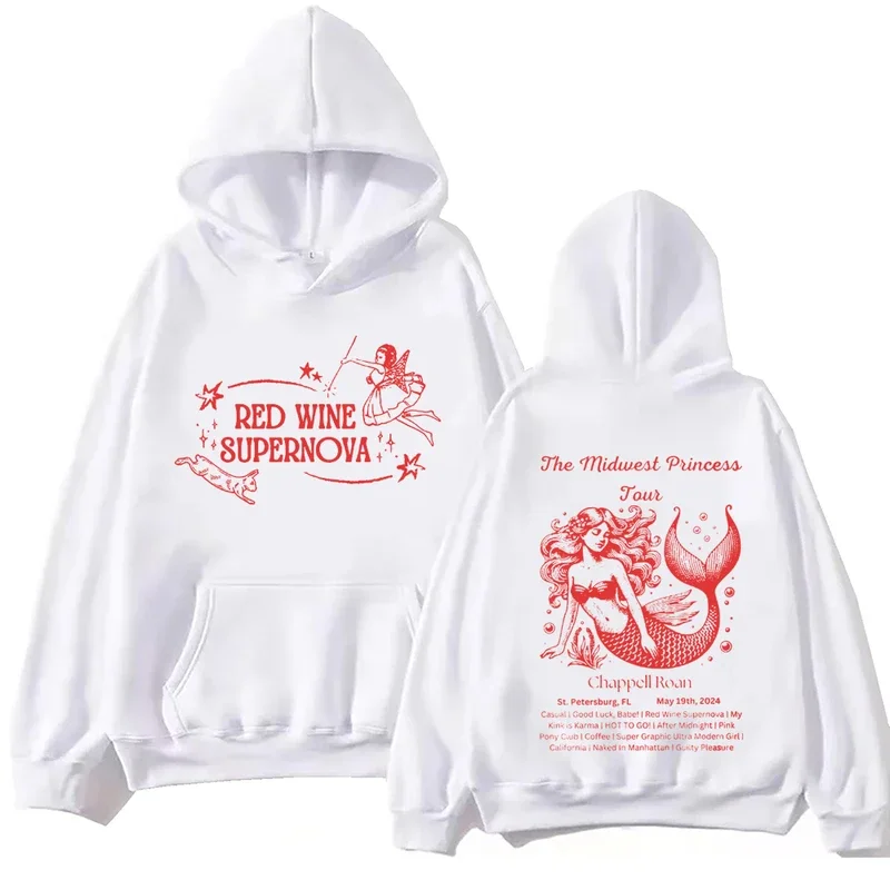 Chappell Roan The Midwest Princess Tour 2024 Bluza z kapturem Harajuku Hip Hop Pullover Tops Popularna muzyka Prezent dla fanów