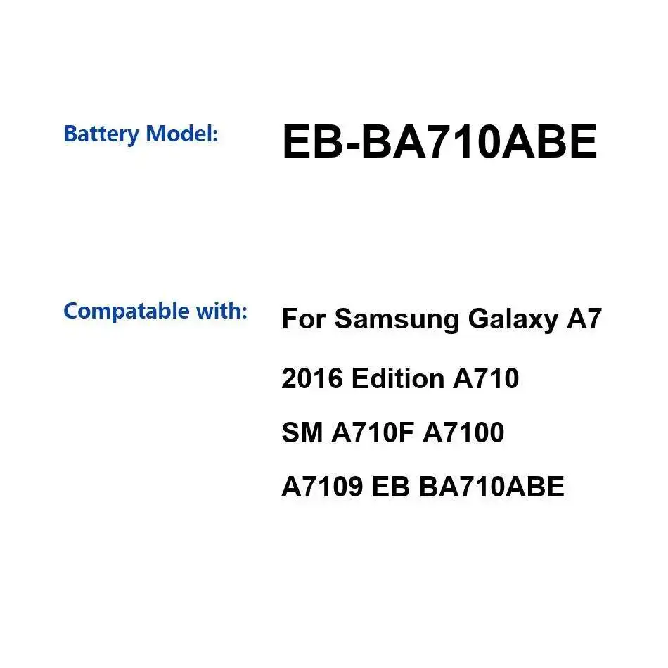 Фото Аккумулятор EB-BA710ABE для Samsung Galaxy A7 2016 Edition A710 SM-A710F A7100 A7109, высокопроизводительный, 3300 мАч №5
