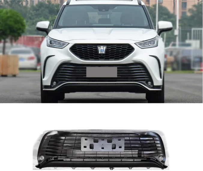 

Передний бампер для Toyota Crown Kluger 2021-2023, гоночный гриль, решетка, обшивка, высокое качество, АБС, глянцевый черный