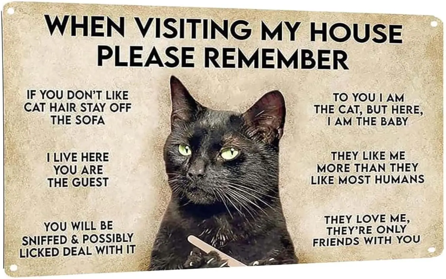 Vntage Metal Tn Sgn Забавный Sarcastc Party Wall Art Decor Sgns Cat Металлический When Vstng My Hoe Please Remember Gft For