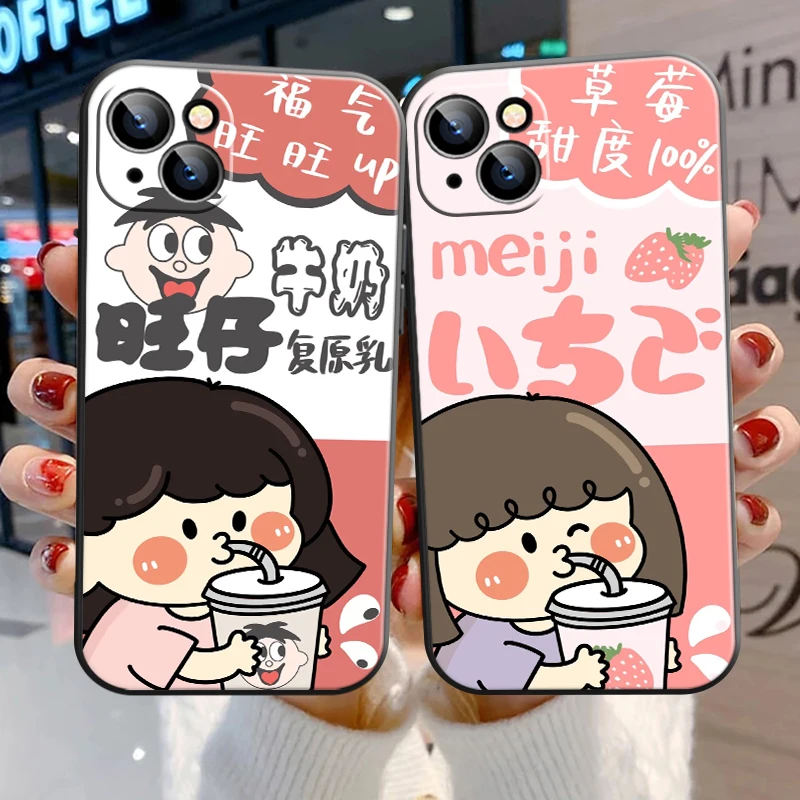 

Trendy Milk Tea Phone Case For iPhone 11 12 13 Pro MAX X XR XS MAX 6 7 8 Plus SE 2020 13 12 Mini Carcasa Back Cover Soft Drink