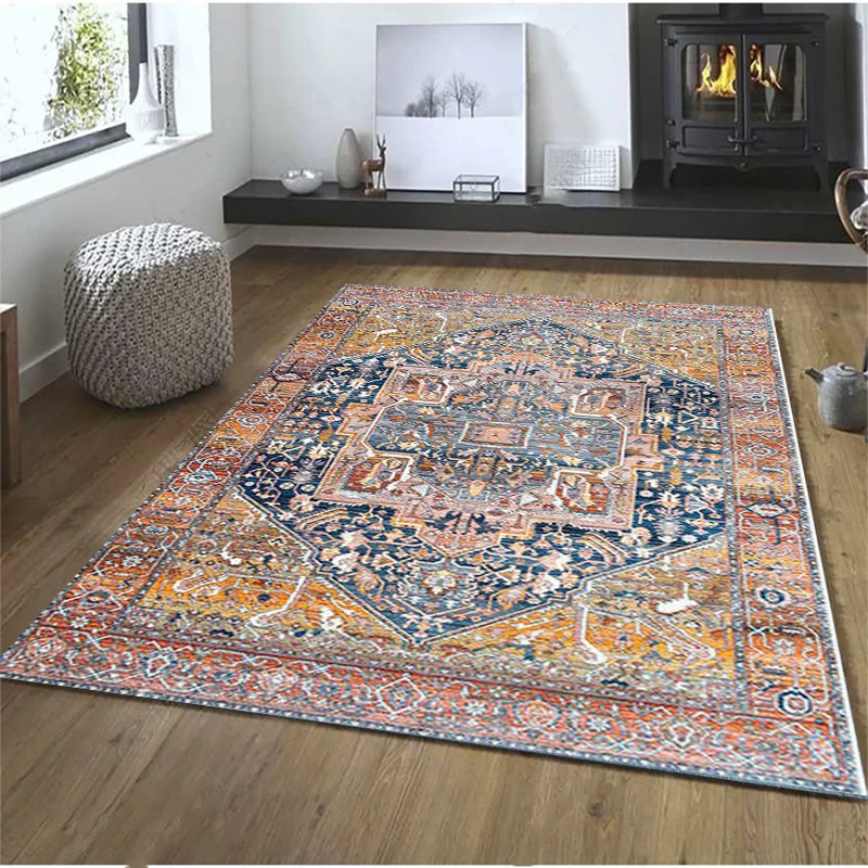 

American Persian Style Retro Living Room Carpet Bohemian Decoration Bedroom Sofa Mat Bathroom Absorbent Anti-Slip Entry Doormat