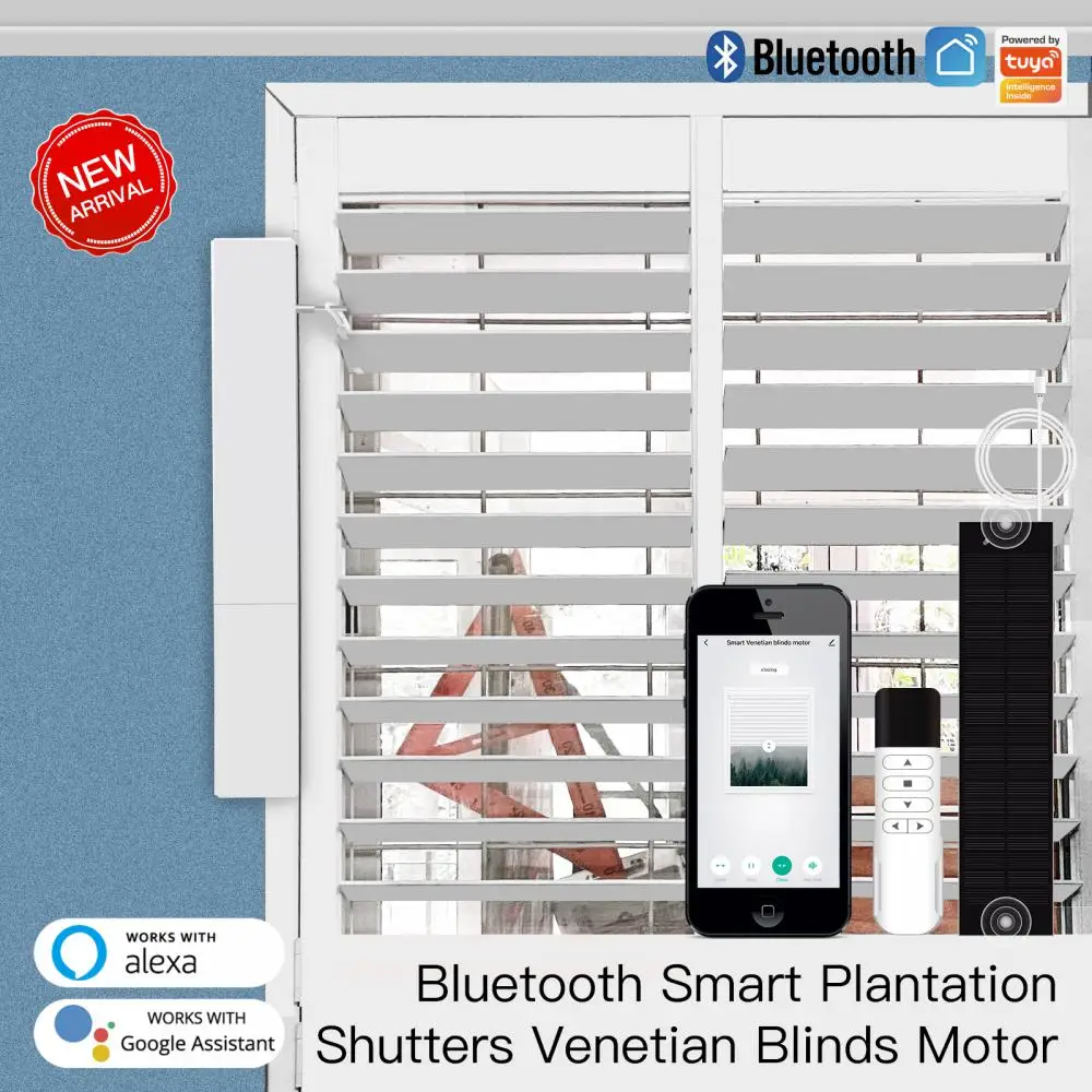 

Bluetooth Adjustable Blinds Motor Tuya Smart USB Charging Plantation Shutters Window Voice Control Switch Via Alexa Google Home