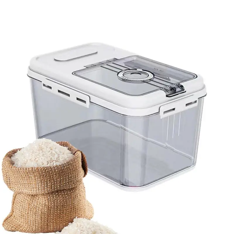 

Rice Holder Bin Magnetic Dispenser Grain Container Storage Airtight Leak Proof Cereal Dry Food Containers For Pantry Flour And