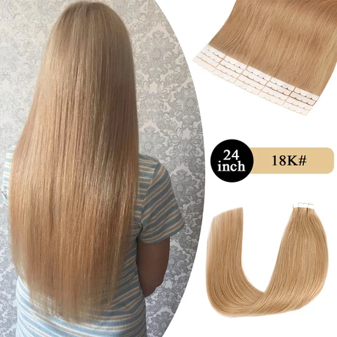 Neitsi лента для наращивания волос 100% Remy человеческие 24 дюйма 20 шт. 50 г/упаковка Натуральные Прямые бесшовные волосы 18K # Color