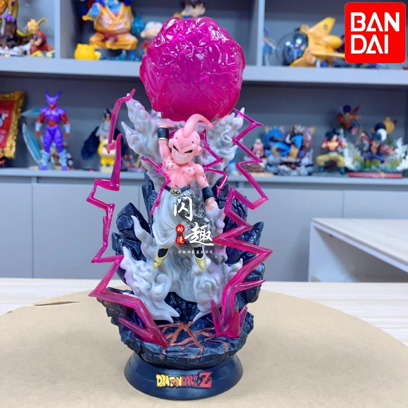 

25cm Dragon Ball Z Majin Buu Figure Spirit Bomb Led Light Anime Figures Pvc Statue Figurine Model Decoration Doll Toys Kids Gift