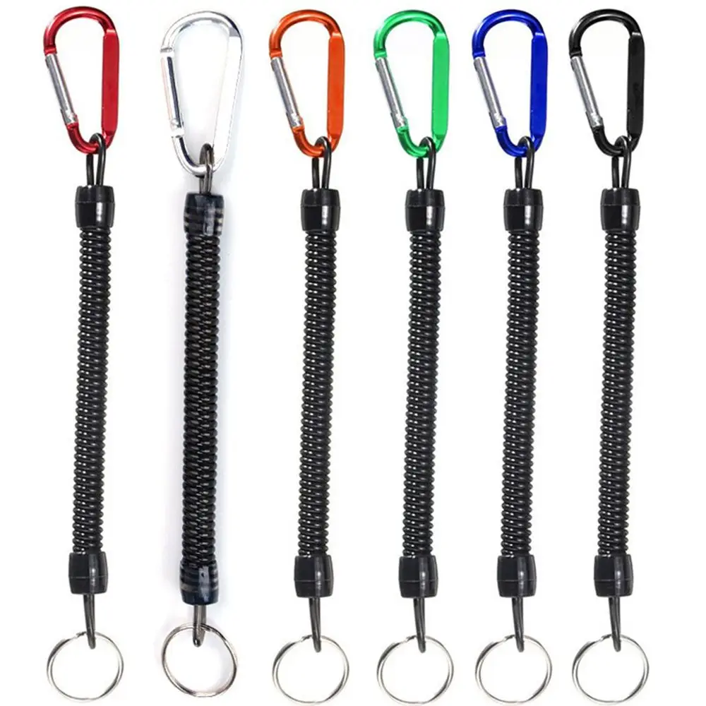 

Lock Tackle Security Gear Tool Portable Fishing Lanyards Camping Carabiner Anti-lost Phone Keychain Spring Elastic Rope