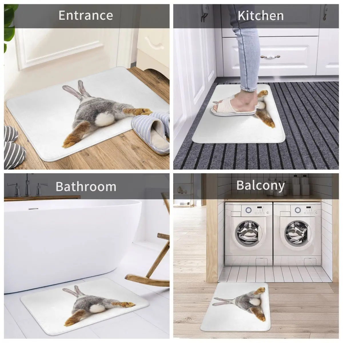 

Bath Mat Just Relax Rabbit Decor 3D Rug Carpet Doormat Anti-slip Entrance Living Room Home Kitchen Durable Bathroom Porch