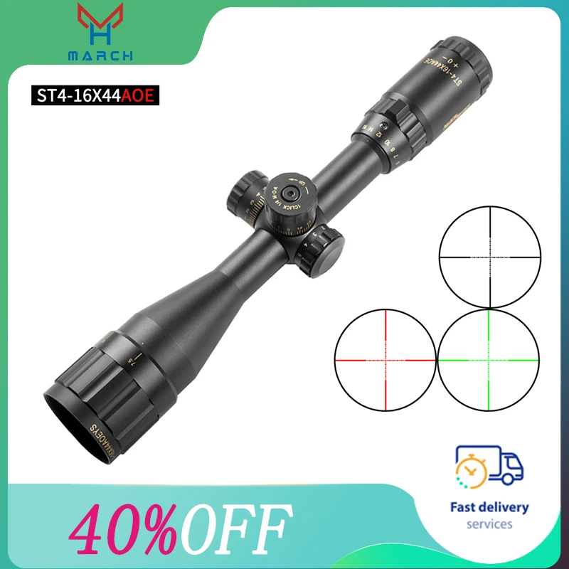 MARCH ST 4-16X44AOE Tactical Shockproof Riflescope for Rifle Sniper Scope Hunting Optical Collimator Gun Sights