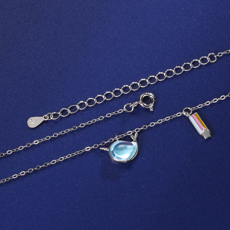 Модное ожерелье из стерлингового серебра S925 позолоченное радужное Narwhal женское