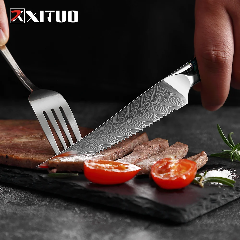 Нож для стейка XITUO из дамасской стали 1-6 шт. |
