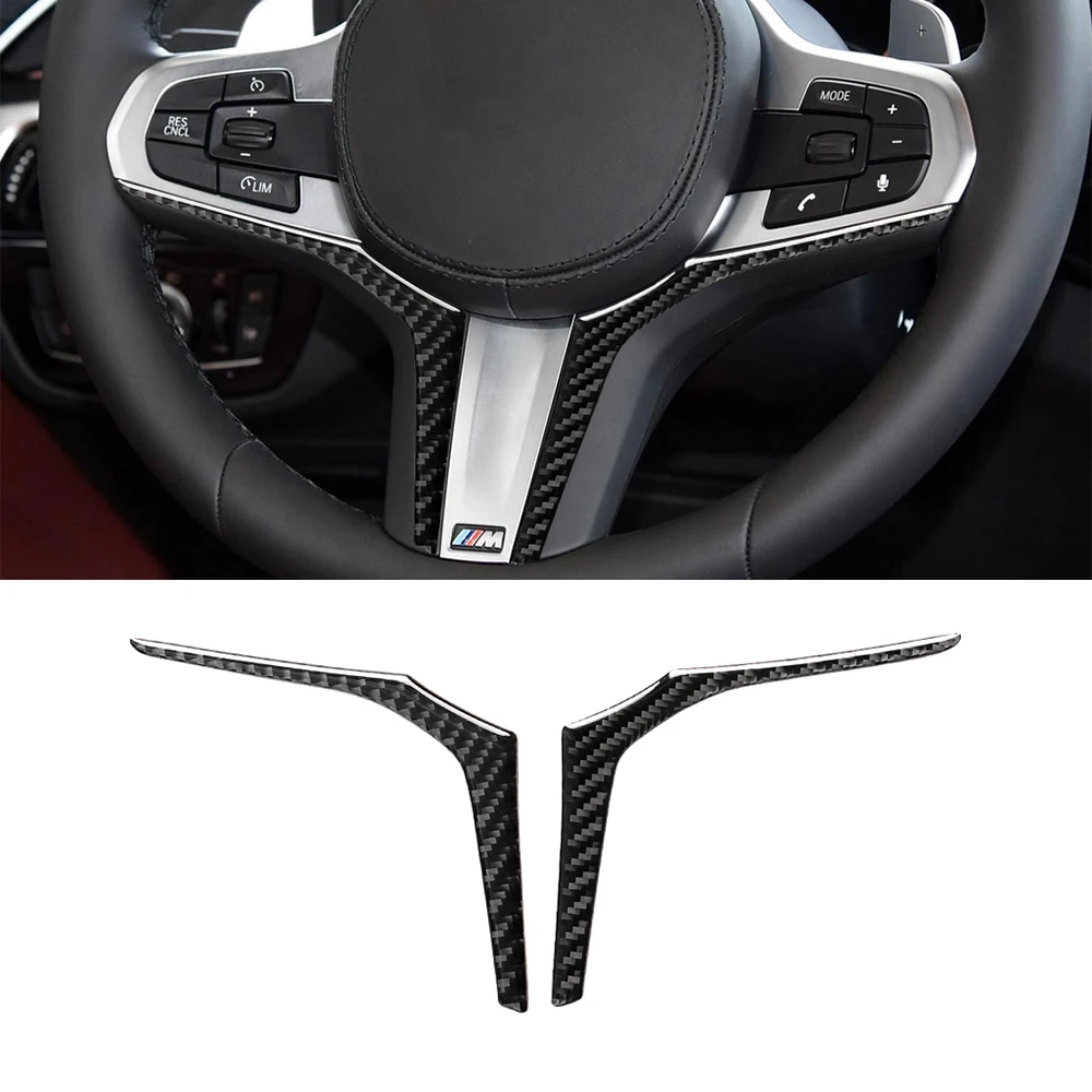 

Steering Wheel Decoration Cover Trim Sticker Kits for BMW 5 Series G30 G01 G02 Car Interior Accessories Soft Carbon
