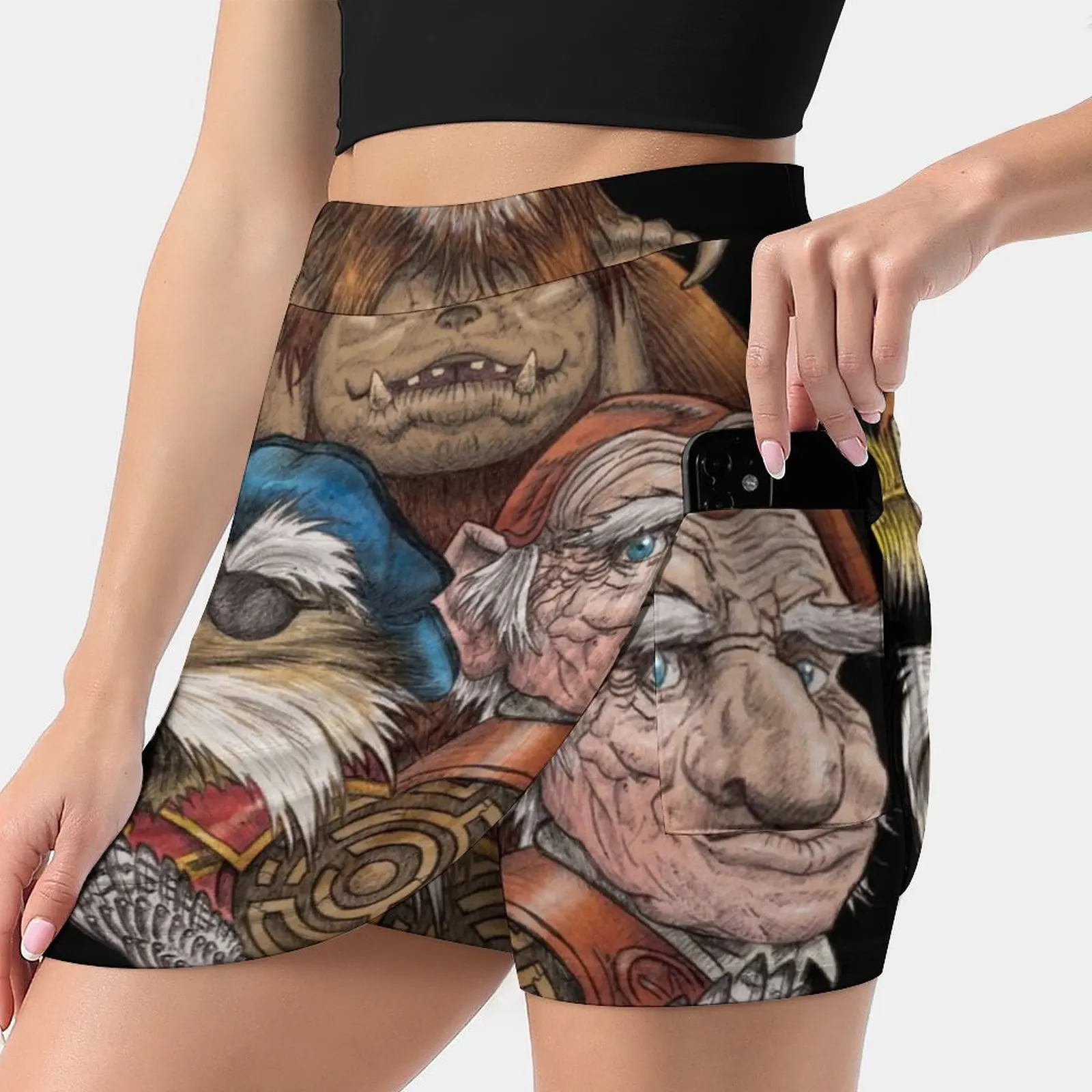 

Юбка-мини женская трапециевидная, со скрытым карманом, в лабиринтском стиле