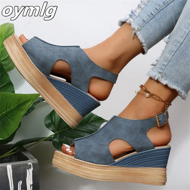 

Sandals women's 2022 summer new Roman style wedge heels platform shoes women's high-heeled women's breathable shoes