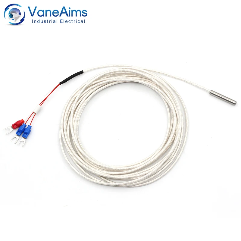 30mm Small Probe Thermocouple VaneAims Type K J PT100 0-600℃ 0.5/1/2/3M Braided Shielded Wire Sensor For Temperature Controller |
