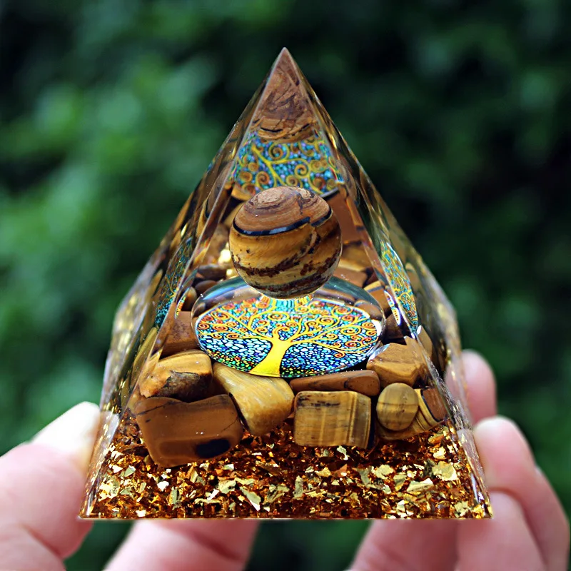 Фото 6 см натуральный желтый тигровый глаз Orgonite Пирамида Orgone энергия Исцеление Смола генератор медитация орнамент Прямая поставка №3