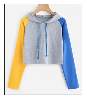 Ladies Spring and Autumn Sweater Hoodie Women's Top Hooded Casual Long Sleeve Hooded Short Sweatshirt Crop Sweaters