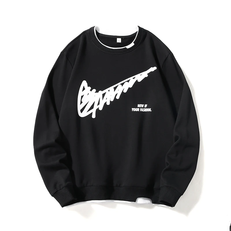 

Мужская свободная куртка с длинным рукавом, пуловер с надписью и круглым вырезом, 2021