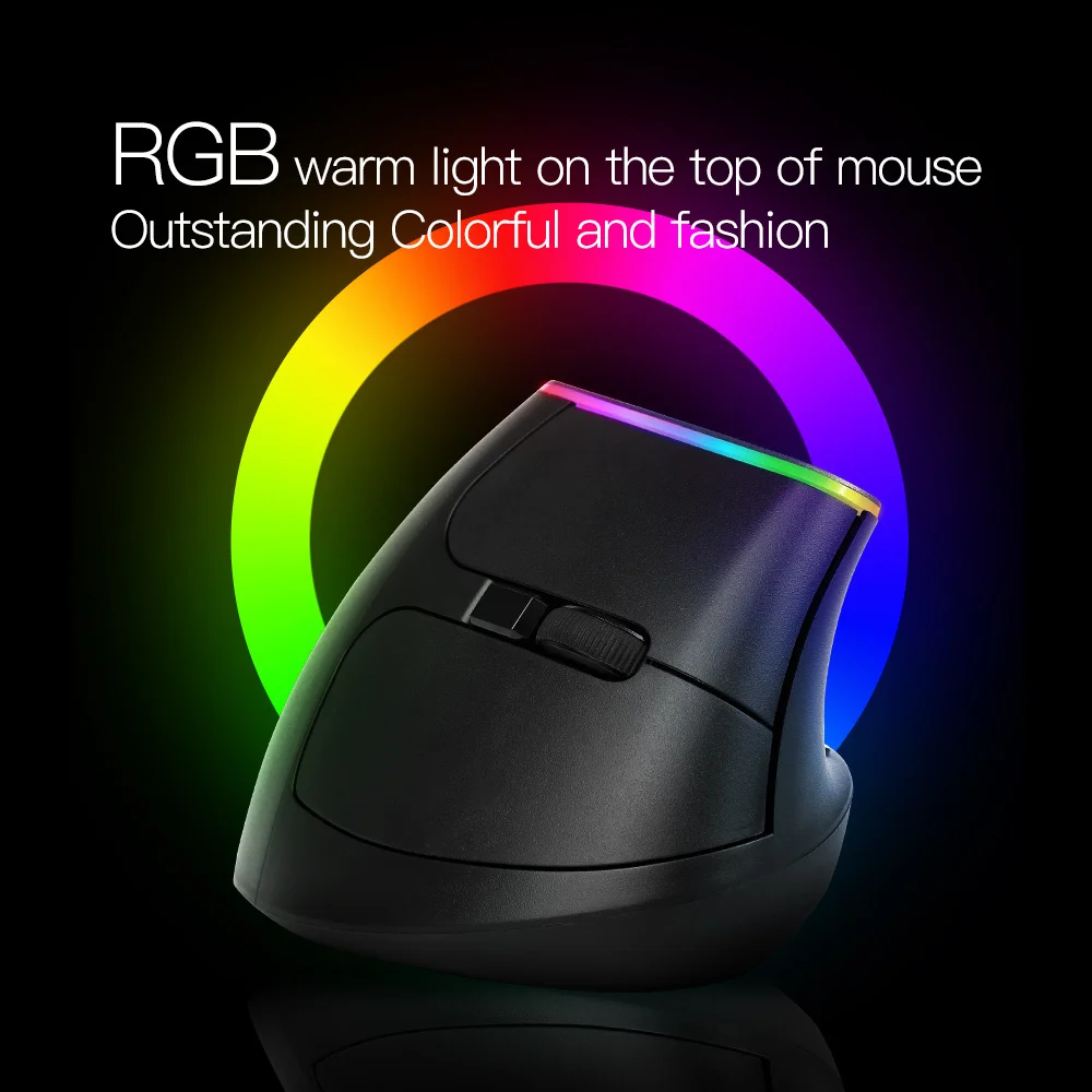 

Delux M618C 2.4GHz Wireless Vertical Gaming Mouse Ergonomic 6 Button 1600 DPI Design Mause USB Colorful Light Mice For PC Laptop
