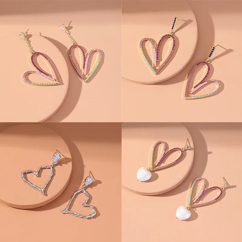 

2022 New Love Pearl Pendant Earrings Korean Version Temperament Artificial Rhinestone Heart-shaped Earrings Fashion Jewelry Gift