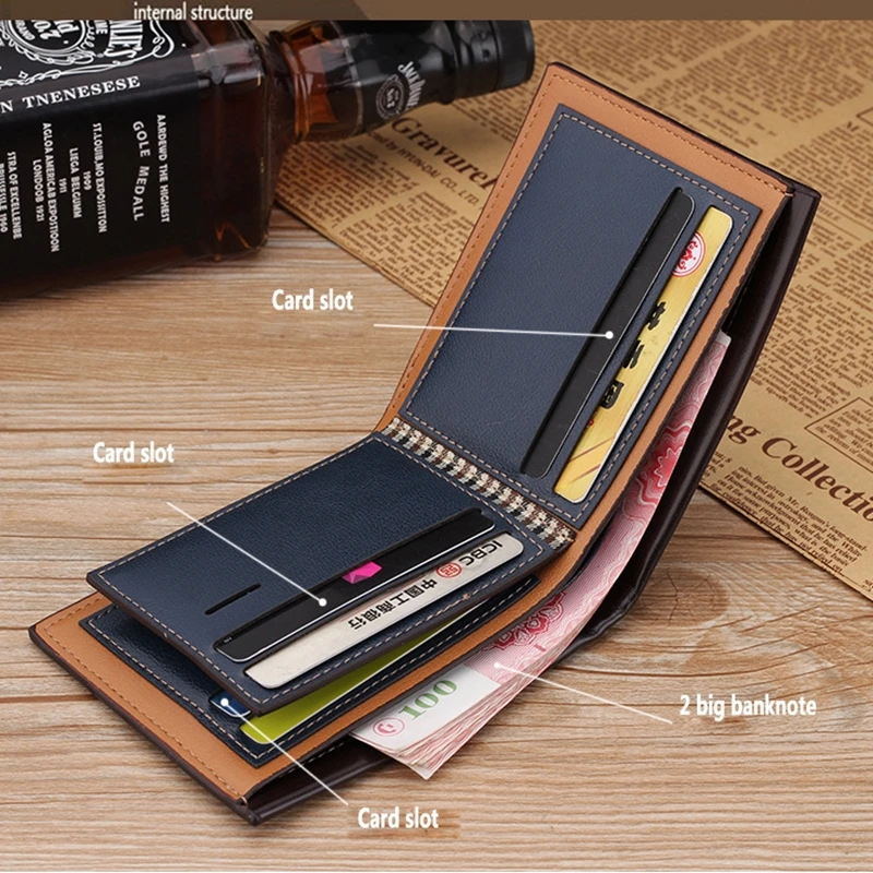 Wallet Short Slim Male Vintage PU Leather Purses Money Men Credit Card Holders Wallet Money Bag Purse Monedero Hombre Carteras