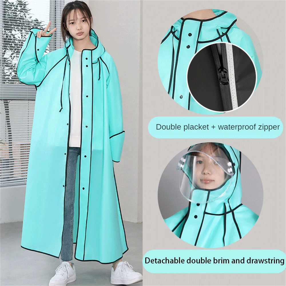 

Children Adult Raincoat Waterproof Thickened Eva Rain Poncho With Button Hiking Travel Hooded Raincoats For Fishing Camping