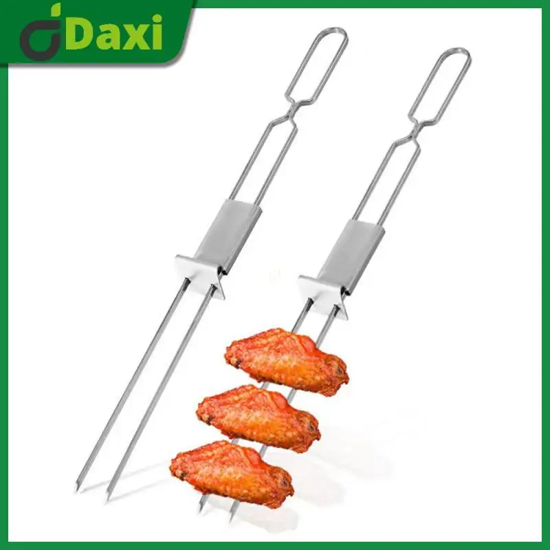 

Outdoor Barbecue Accessories Barbecue Skewers With Long Wooden Handles Reusable Barbecue Fork Portable Outdoor Kitchen Utensils