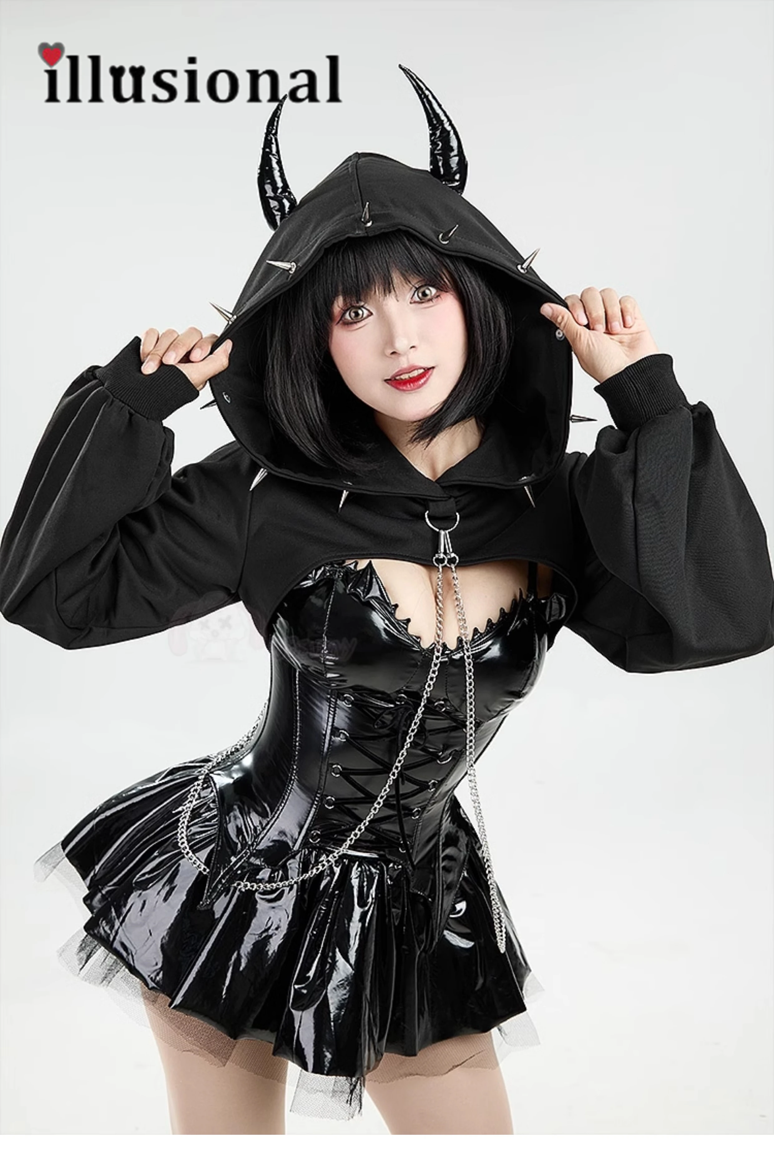 Иллюзионное платье-накидка на Хэллоуин в готическом стиле костюм для косплея