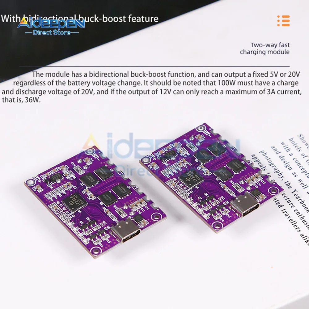 IP2368 Двунаправленный модуль быстрой зарядки 100 Вт Интерфейс Buck-Boost Type-c Литиевая
