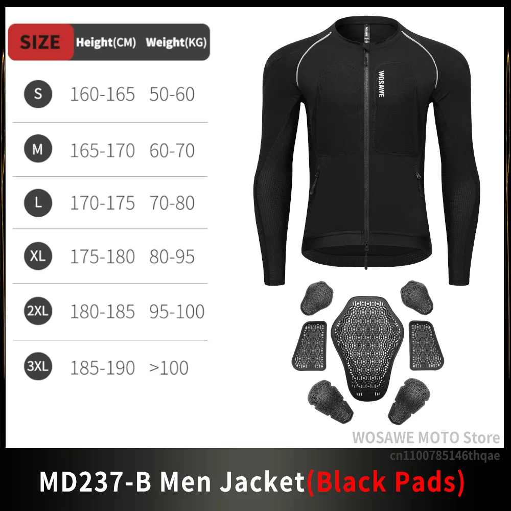 

WOSAWE мотоциклетная куртка, бронежилет, защитные куртки, мотоциклетная одежда, защита спины для езды на мото, сертификация CE, мягкие подушечки