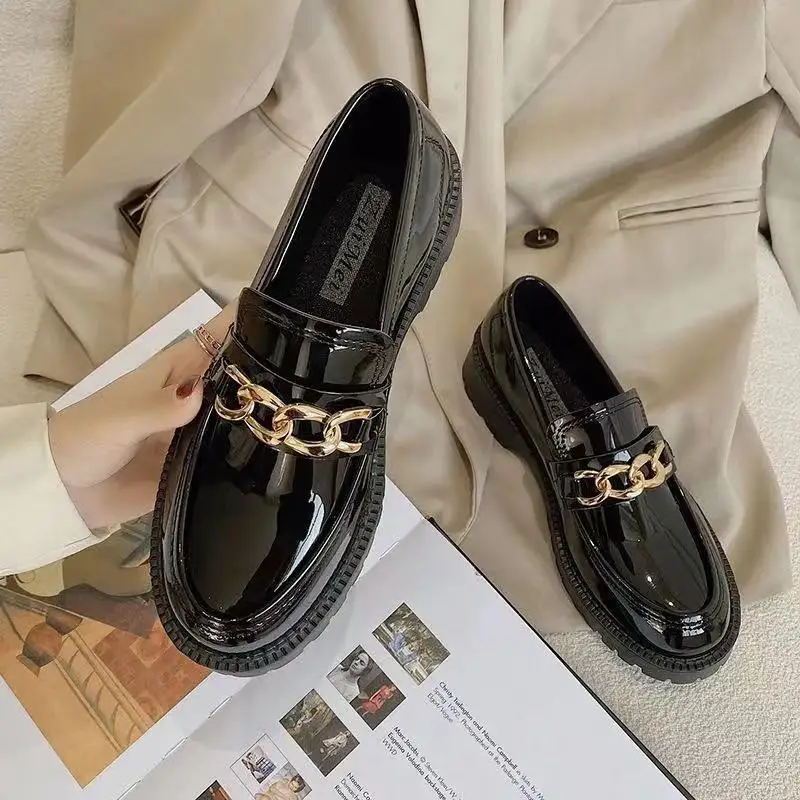 

Women 2021 Spring New Style British-Style Small Leather Shoes Retro College Style Thick Bottom Single Shoes All-Match Loafers