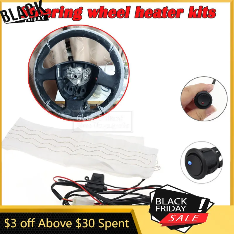 

Комплекты нагревателей рулевого колеса автомобиля из флокирующей ткани, 6 передач, красный переключатель Biue, универсальные автомобильные н...
