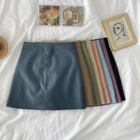womens leather skirt a line female skirts small early autumn new korean version of the high waist wild package hip midi skirt
