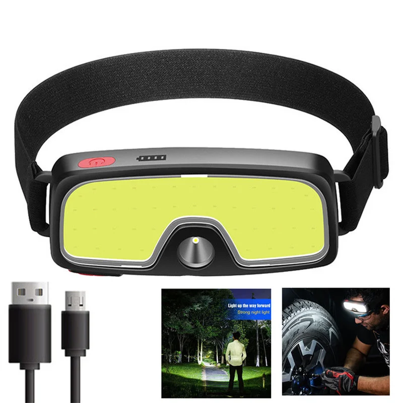 

Portable COB LED Headlights Flashlight USB Rechargeable Head Torch 3 Lighting Modes Torch Flash Light for Repair Hunting Camping
