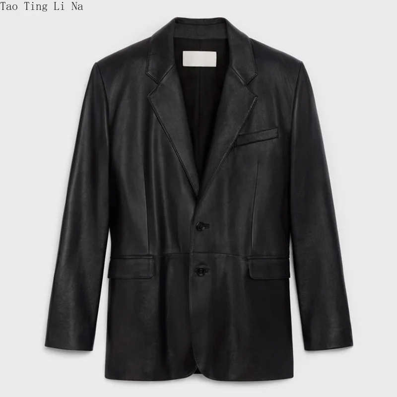 

2022 Leather Jacket Women Oversize Mid-length Sheepskin Leather Suit G2