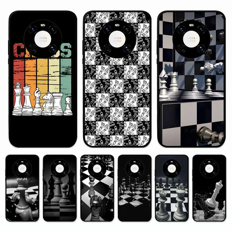 

Luxury Classic Black and white chess board Phone Case for Huawei Mate 20 10 9 40 30 lite pro X Nova 2 3i 7se