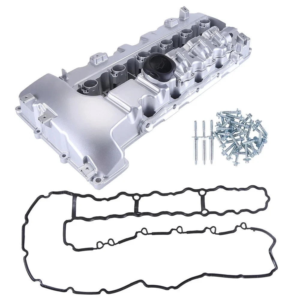 11127565284 Алюминиевая крышка клапана двигателя с комплектом прокладок для Bmw N54 135I 335I
