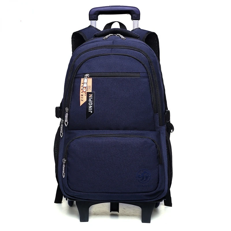 School Bag with Wheels Waterproof Backpack for School Teenager Boy Travel Backpack on Wheels Rolling School Bag Bookbag