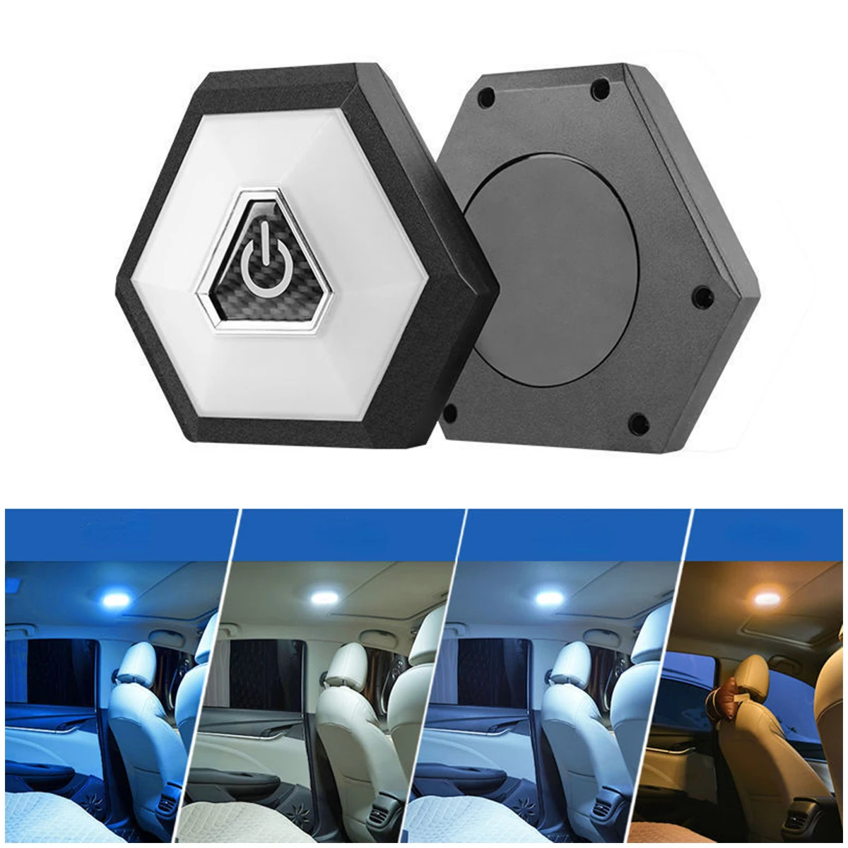 

Tri-Color Car Reading Light USB Charging Car Ceiling Roof 4 Modes Wireless Car Interior LED Lantern for Car Trailer Truck